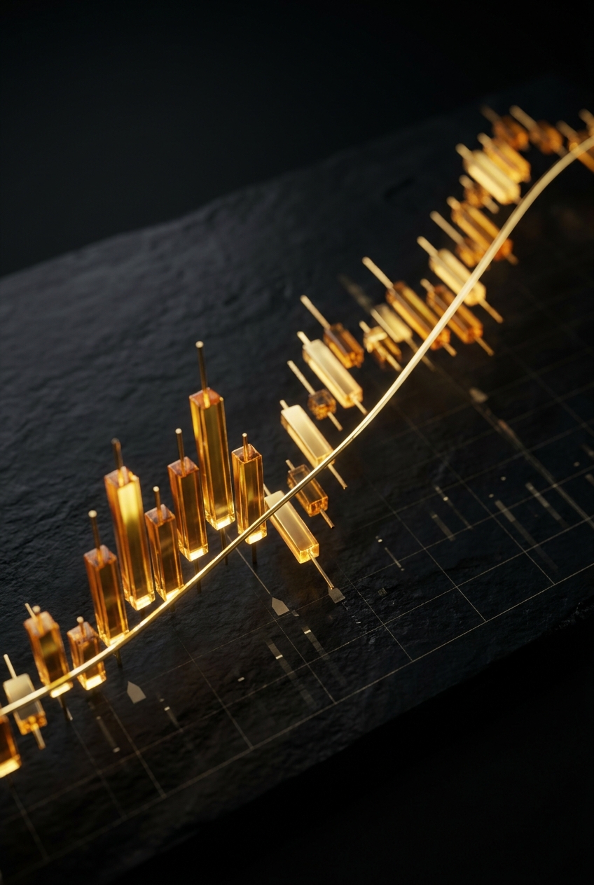 Golden candlestick chart — algorithmic trading by Pocketfolio